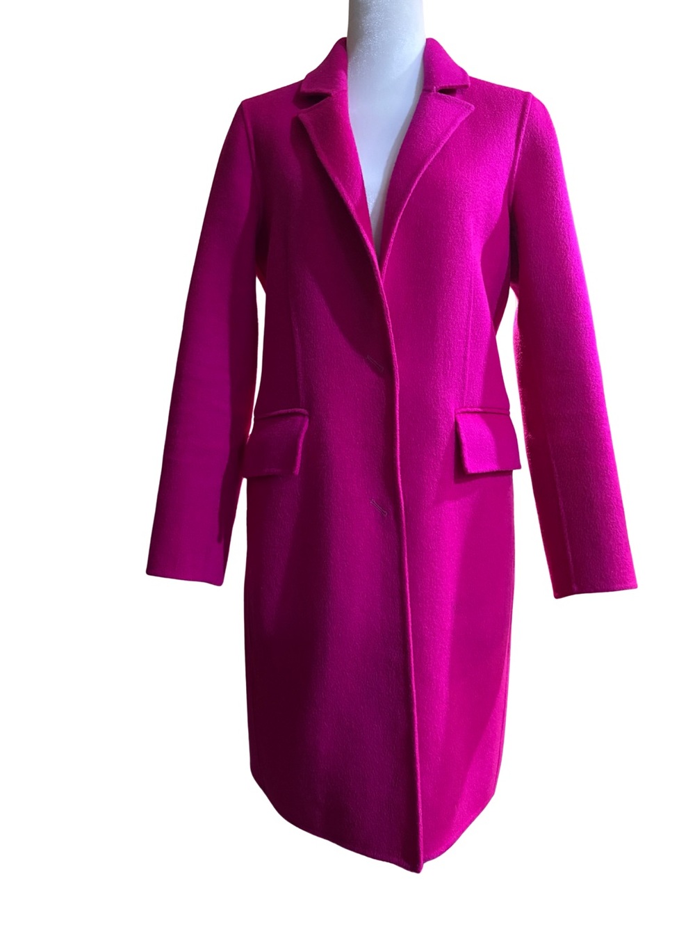 BCBGMAXAZRIA Emma Fuchsia Pink 100% Wool Long Coat Size XS